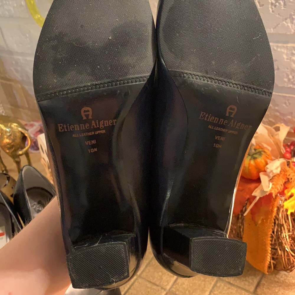 Etinenne Aigner Size 10M Black Leather Heels - Picture 5 of 6